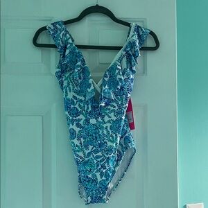 Blue Floral Swimwear